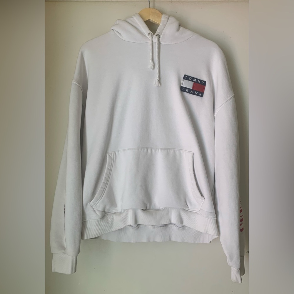 Tommy Jeans Hoodie Sweatshirt White Mens XL Pre-owned
